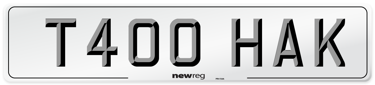 T400 HAK Number Plate from New Reg